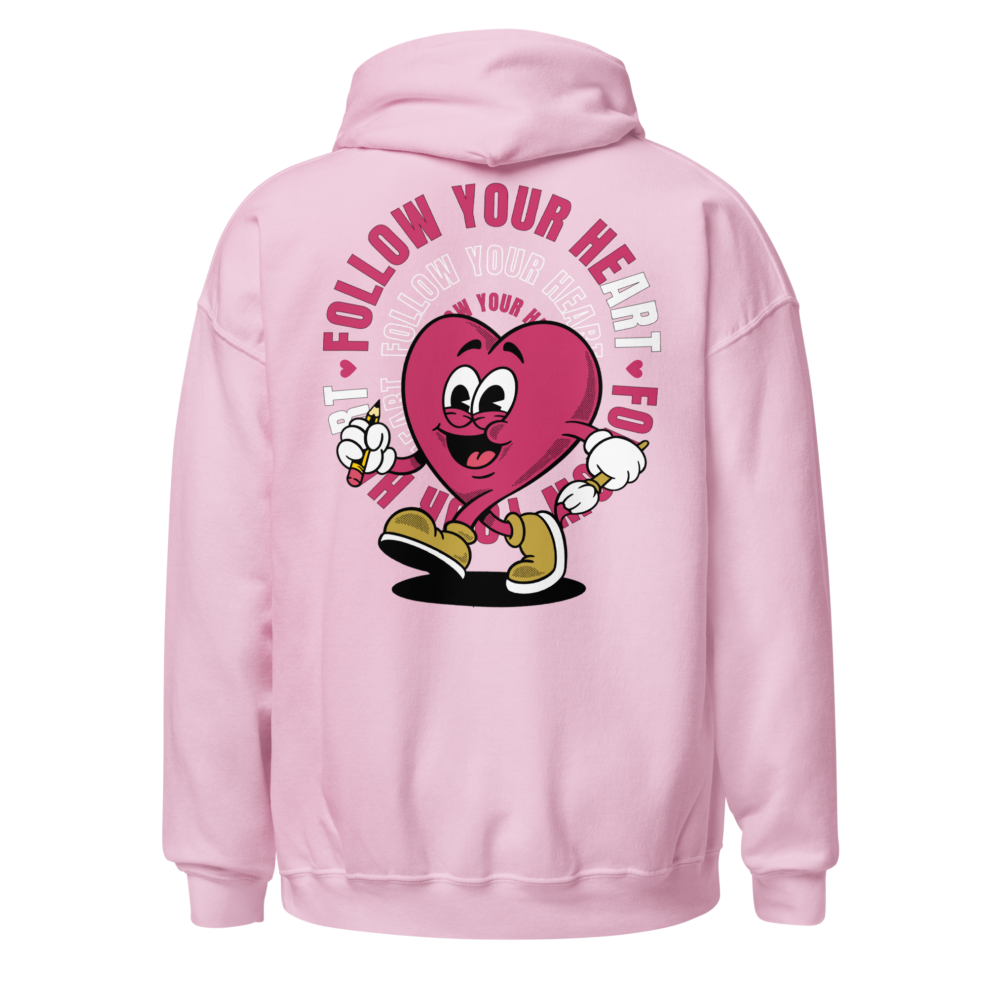 Follow Your Heart Embroidery Hoodie - Pink on Pink (Unisex)