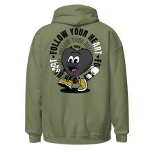Load image into Gallery viewer, Follow Your Heart Embroidery Hoodie - Black and Military Green (Unisex)
