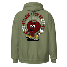 Load image into Gallery viewer, Follow Your Heart Embroidery Hoodie - Maroon and Military Green (Unisex)

