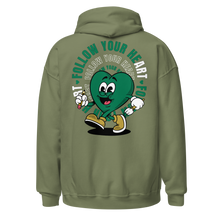 Load image into Gallery viewer, Follow Your Heart Embroidery Hoodie - Green and Military Green (Unisex)
