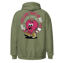 Load image into Gallery viewer, Follow Your Heart Embroidery Hoodie - Pink and Military Green (Unisex)
