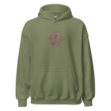 Load image into Gallery viewer, Follow Your Heart Embroidery Hoodie - Pink and Military Green (Unisex)
