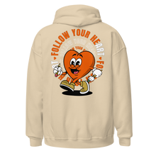Load image into Gallery viewer, Follow Your Heart Embroidery Hoodie - Orange and Tan (Unisex)
