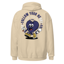Load image into Gallery viewer, Follow Your Heart Embroidery Hoodie - Navy and Tan (Unisex)
