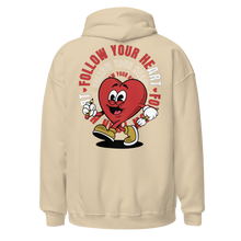 Load image into Gallery viewer, Follow Your Heart Embroidery Hoodie - Red and Tan (Unisex)
